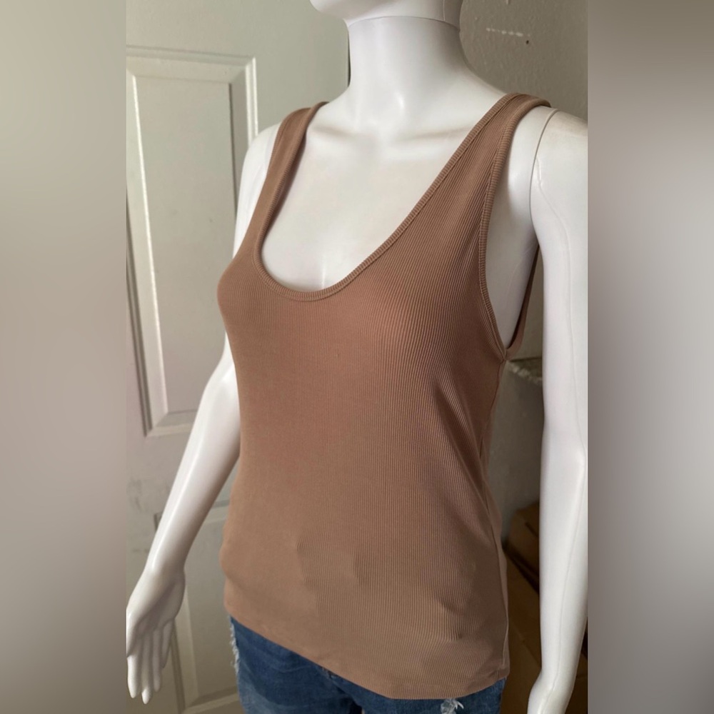 Zara Tan Ribbed Tank Top - Picture 5 of 5